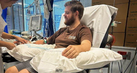 Image of a young male in his 30s donating stem cells